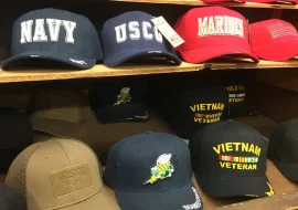 Rows of baseball caps